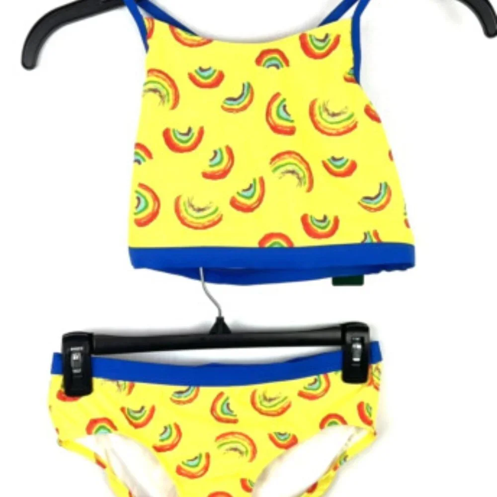 LL Bean Girl’s Yellow Two Piece Bikini Swimsuit Set Size 14